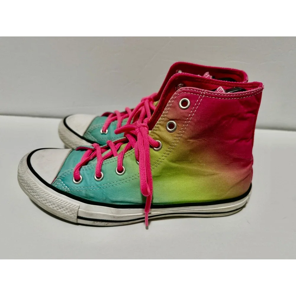 Converse Chuck Taylor All Star High Top Ombre Pink Teal Sneakers A07337F Kids 5